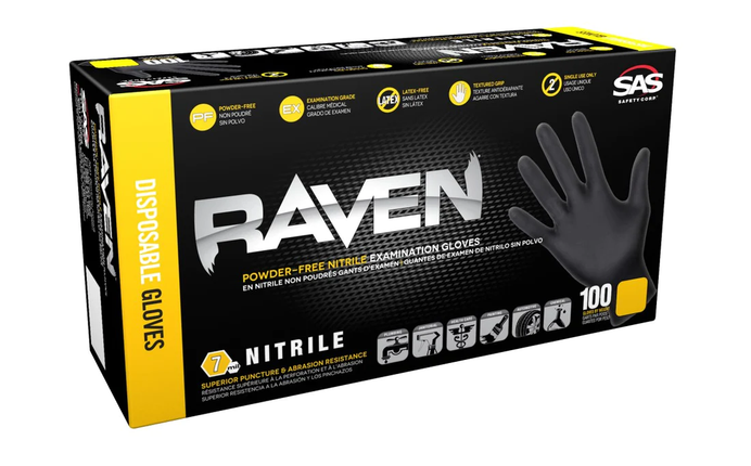 Raven Nitrile Glove - Black Large 7-mil - Box 100 - 66518 - Marketplace Paints