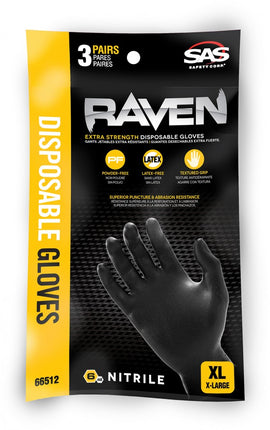 Raven Nitrile Glove - Black X-Large 6-mil - 3-pack - 66512 - Marketplace Paints