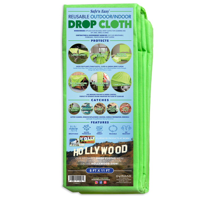 Dumond Safe-n-Easy Reusable Green Drop Cloth - 8x11'