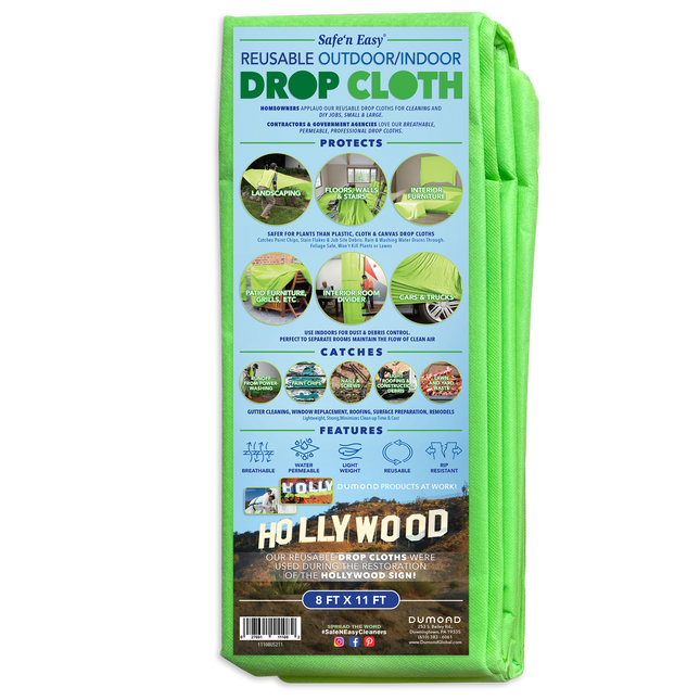 Dumond Safe-n-Easy Reusable Green Drop Cloth - 8x11'