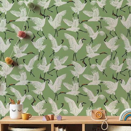 Family of Cranes - Tempaper Peel and Stick Wallpaper