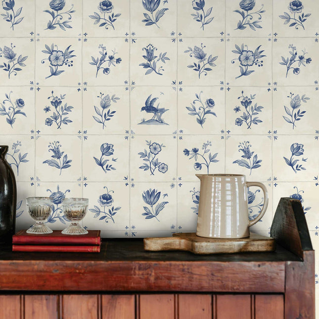Tempaper Azulejo Tile Textured Peel and Stick Wallpaper