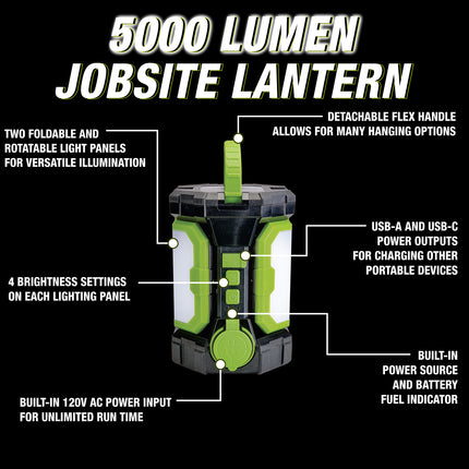 Powersmith Voyager 5000 Lumen Jobsite Lantern w/ 3-Way Power