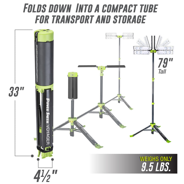 Powersmith Voyager 8000 Lumen Collapsible LED Work Light w/ 3-Way Power