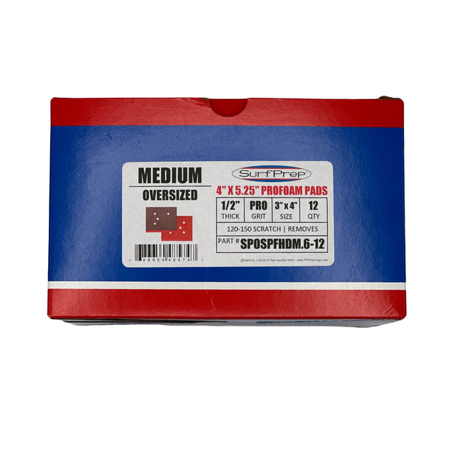 SurfPrep ProFoam Pad H&L - 1/2" - Oversize 4x5.25" - 6-Hole - 12pk
