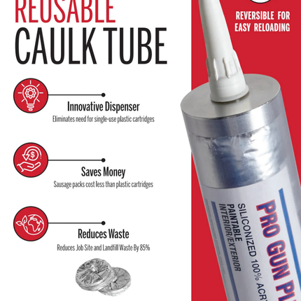 Reusable Caulk Tube Kit - Sausage Style - 2pk