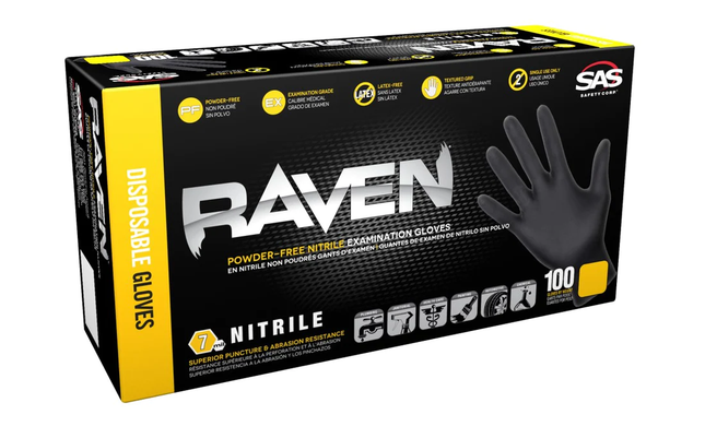 Raven Nitrile Glove - Black Medium 7-mil - Box 100 - 66517 - Marketplace Paints